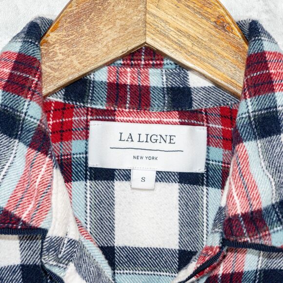 LA LIGNE NY Cotton Flannel Top Button up Plaid Size Small - Picture 2 of 9